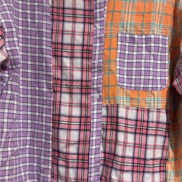 Better Be Women’s Patchwork Plaid Button-Down Shirt Multicolor Oversized Flannel - Picture 8 of 16